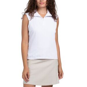 STELLA PARKER White Upf 50 Mock Neck Zip Front Top